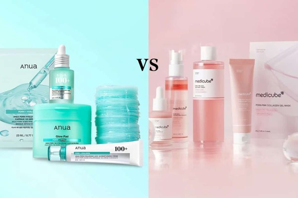 Medicube PDRN Hydrating Gel Cleanser vs. Anua PDRN Moisture Cream Comparing hydration levels, skin barrier repair, and suitability for daily routines.